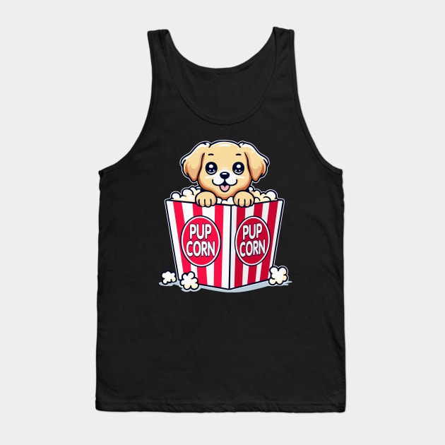 Pupcorn Cute Puppy Popcorn Funny Pun Tank Top by FloraLi